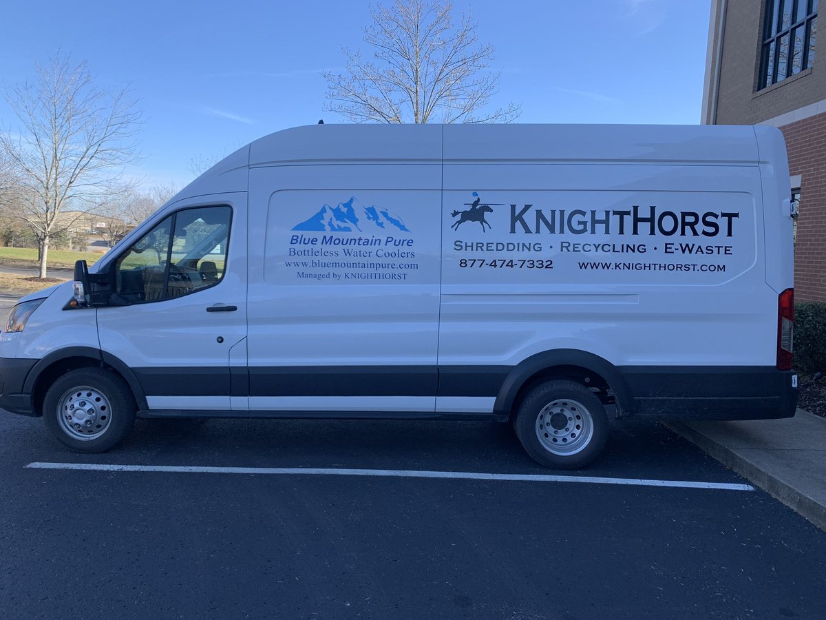 MtnPure's tweet photo. Today we added another van to our fleet. This van will be used for container deliveries for @KnightHorst and water cooler installs for @MtnPure .
#shredding #watercoolers #knighthorst #bluemountainpure https://t.co/Q8ZhwoQ88P