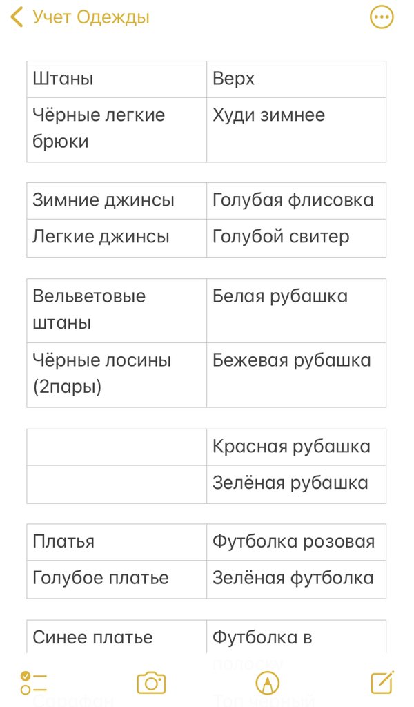 thecoconuthlyu's tweet photo. У меня есть папка в заметках, в которой я веду учёт своей одежды в таблице. https://t.co/NFU5IKvgFh