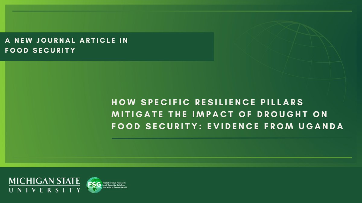 foodsecuritylab's tweet photo. A new journal article in Food Security by @nsunday8, @KahundeRehema, Blessing Atwine, Adesoji Adelaja, Justin George. Learn more about how specific resilience pillars mitigate the impact of drought on food security in Uganda. #FoodSecurity

Read more: https://t.co/0jOlr8xrHN https://t.co/elmgvIF4B0
