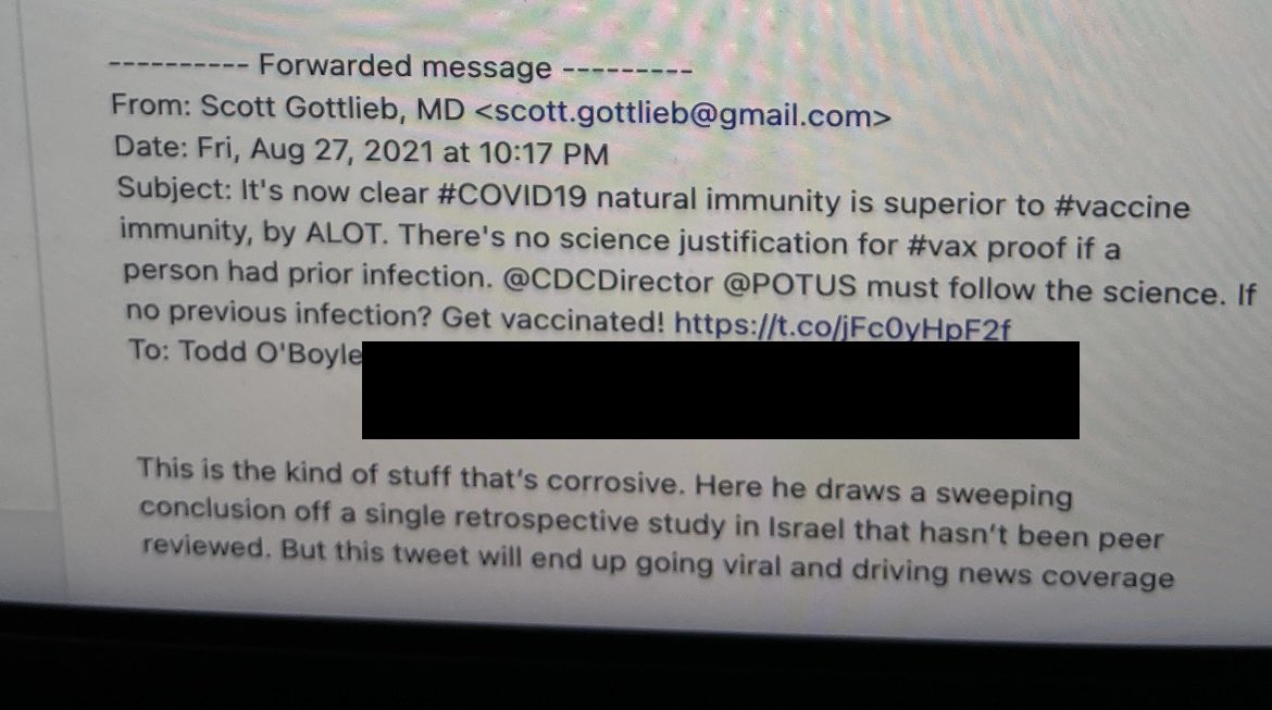 AlexBerenson's tweet photo. I know lots of you are waiting for the Fauci #TwitterFiles drop… I get it. But I hope you’ll be patient. Those searches are complex (“Fauci” is in a LOT of emails).

And don’t sleep on @pfizer and @ScottGottliebMD - this is the swamp in action, with vast fortunes at stake. https://t.co/uysnCdmtnU