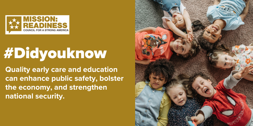 #Didyouknow Quality early care and education can enhance public safety, bolster the economy, and strengthen national security. bit.ly/3Xf7Jvd