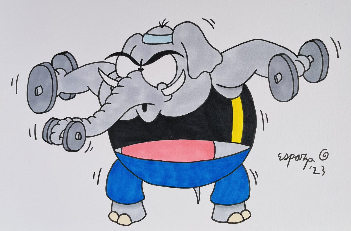 JonsCrazyTweets's tweet photo. It’s LATE @AnimalAlphabets time! I don’t know how this picture of me at the gym surfaced, but I swear to God I’ll… What? It’s actually just art of an #ElephantExercising? Well of course it is! I was only fooling. Gotta feel that burn ya know! Heh Heh… #AnimalAlphabets https://t.co/pFZ7Kr51sn