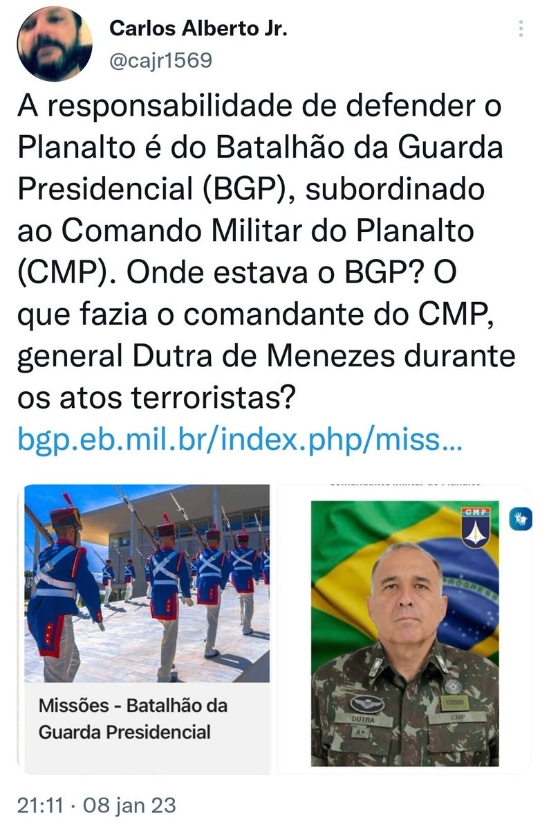 phaviih2's tweet photo. @AzaradoJoao @eliasjabbour O mais grave é: cadê o Batalhão da Guarda Presidencial? 

👇
https://t.co/4KOpKCm2A8 https://t.co/YhYieTwoSJ