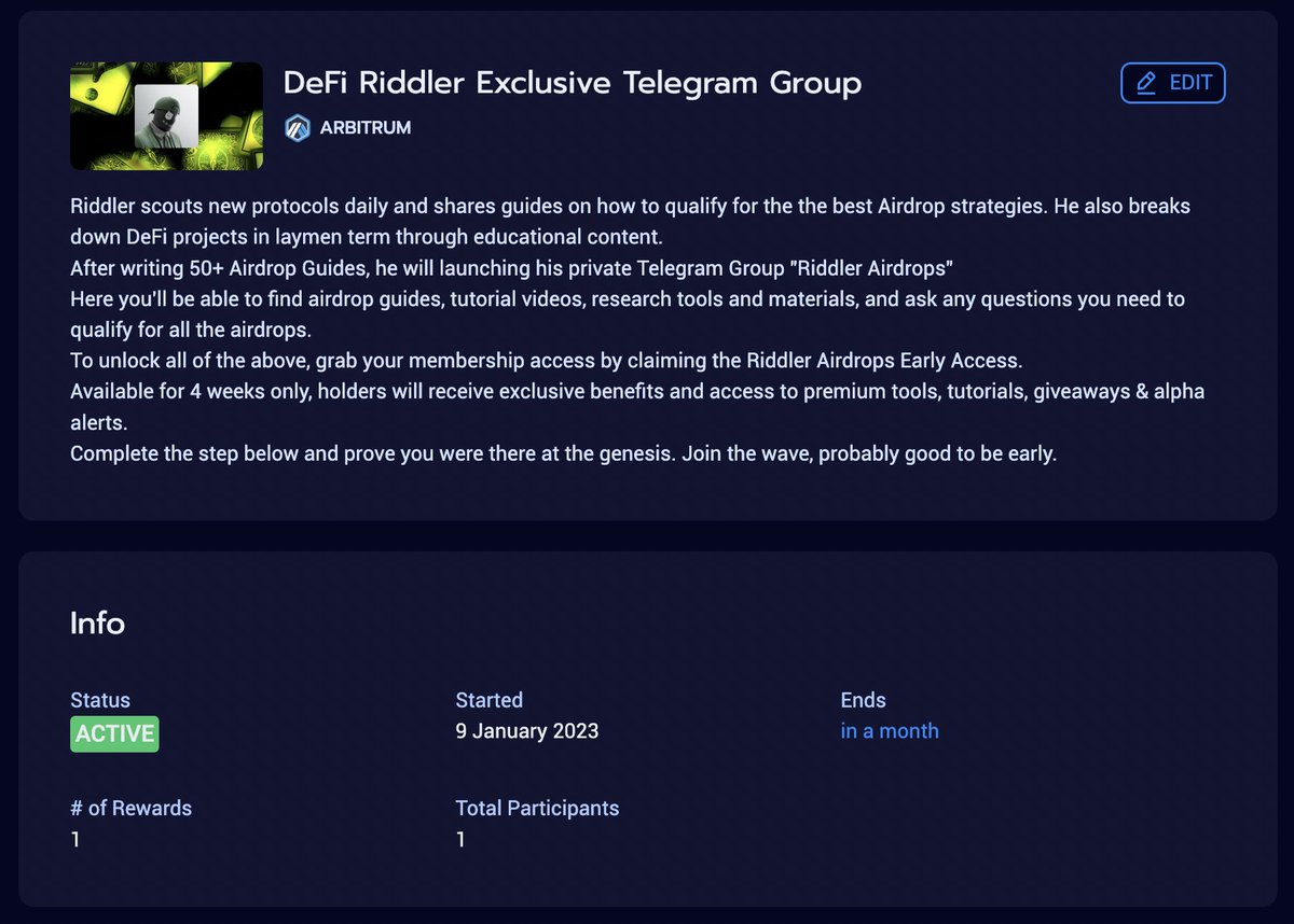 RiddlerDeFi's tweet photo. 1️⃣ How to claim an Early Airdrop Pirates NFT?

1. Connect (Arbitrum): https://t.co/8CmwSaGXQP
2. Follow me and @Tide_web3 
3. Like &amp; RT this post 
5. Done ✅ https://t.co/fQl8RiQvTE
