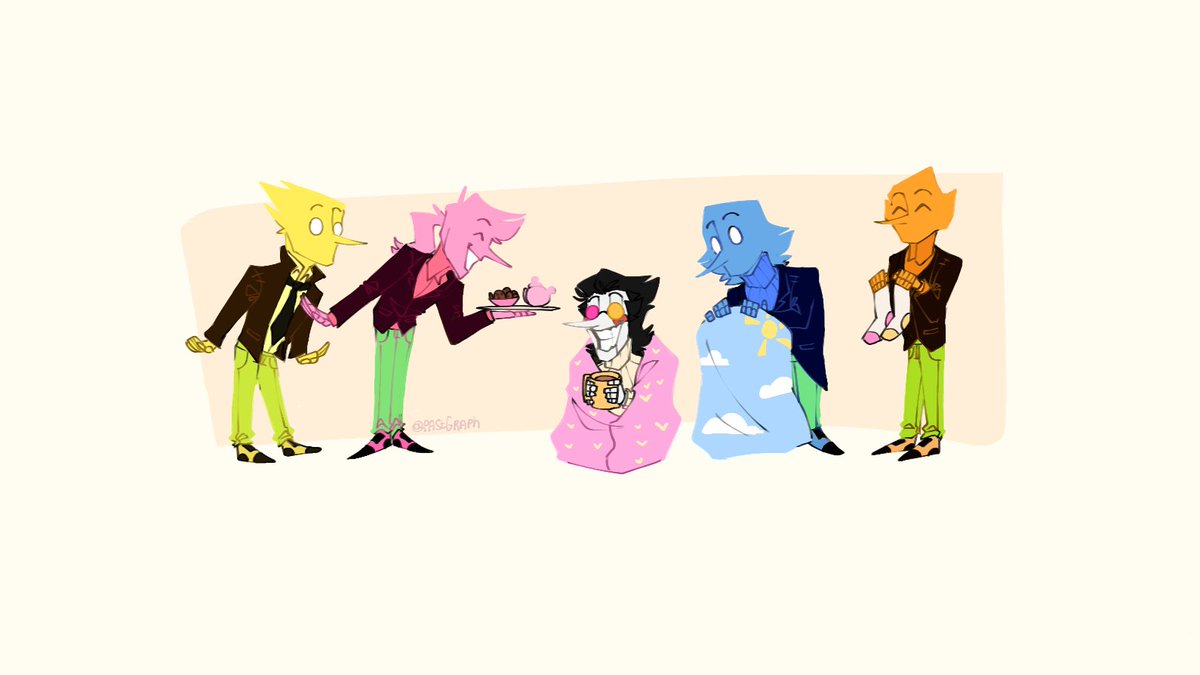 pastGraph's tweet image. I got a little sick, but I was able to draw this cute picture of all the Addisons taking care of Spamton 💕
#Deltarune #Spamton #Addisons