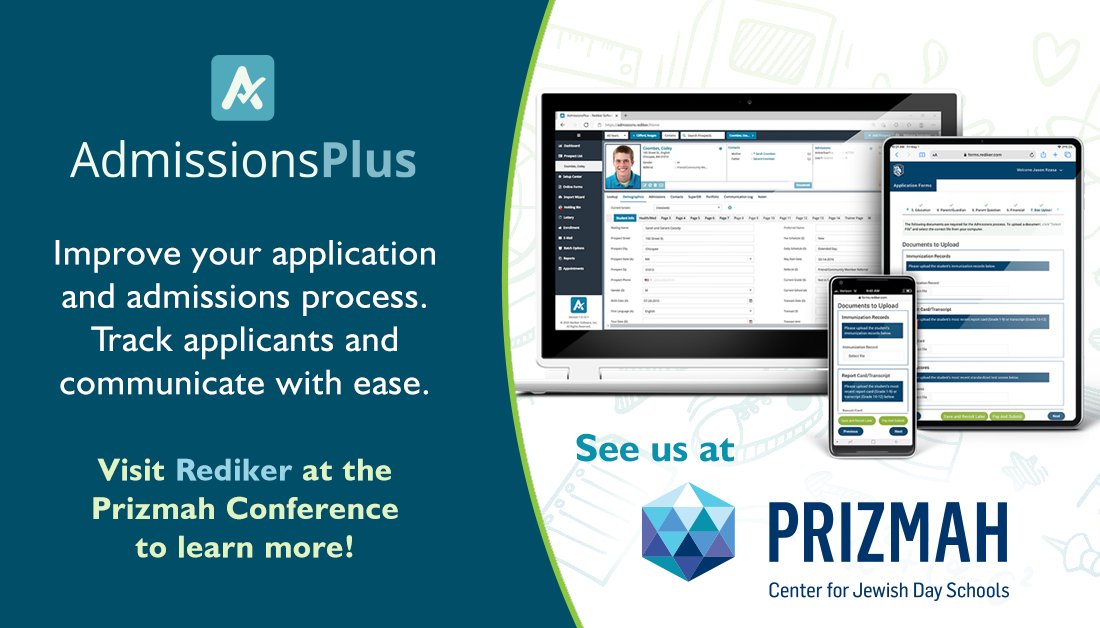 RedikerSoftware's tweet photo. It's great to meet with @PrizmahCJDS educators at #Prizmah2023 this week in Denver! Stop by to meet Bob and learn how you can bring your school's admissions process online. Easily track and communicate with applicants step-by-step through the process. https://t.co/lMy0ncfWig https://t.co/8Pwo6QqIYt