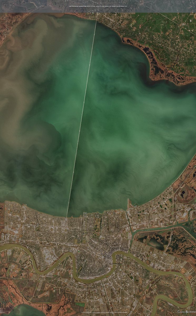 ar_etsch's tweet photo. #Lake #Pontchartrain #Causeway #NewOrleans #Lewisburg #Chinchuba
„The Causeway“
Two bridges about 38 km / 23.6 miles long, running parallel, 2 of the longest bridges in the world
🗺️Overview
🔍Close-up
📸🛰#Sentinel2 https://t.co/ZekQWx4ouY