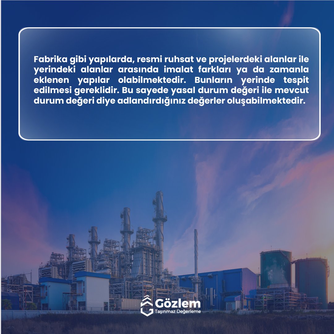 gozlemtd's tweet photo. Fabrika değerleme #konutdanışmanlık #konutdeğerleme #gayrimenkul #değerlemeraporu #taşınmazdeğerleme https://t.co/JtTFmsyNsb