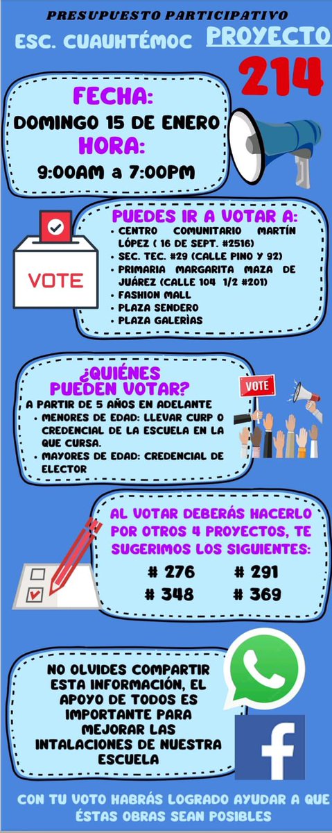 jake_lin_da's tweet photo. Amigos de CUU hoy (y todos los días de esta semana) les pediré un favor: 
Que citen por mi proyecto de presupuesto participativo de municipio #Proyecto214 #DistritoXVIII
Es para iluminar y subir la barda d mi escuelita para evitar robos! GRACIAS! https://t.co/rzo3etbJ75