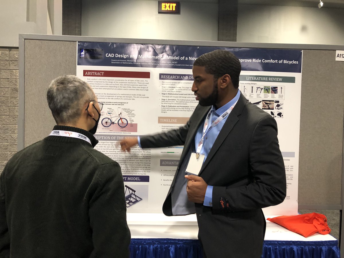 kultyrawat's tweet photo. Our Dwight Eisenhower Transportation Fellowship recipients (Jonathon, Danny, Etavian, and Chancellor) are doing @ECSU proud, presenting their research poster at the 2023 Transportation Research Board Conference in DC.
#trb2023 #ECSU #VikingPride https://t.co/9PXntdVm9P