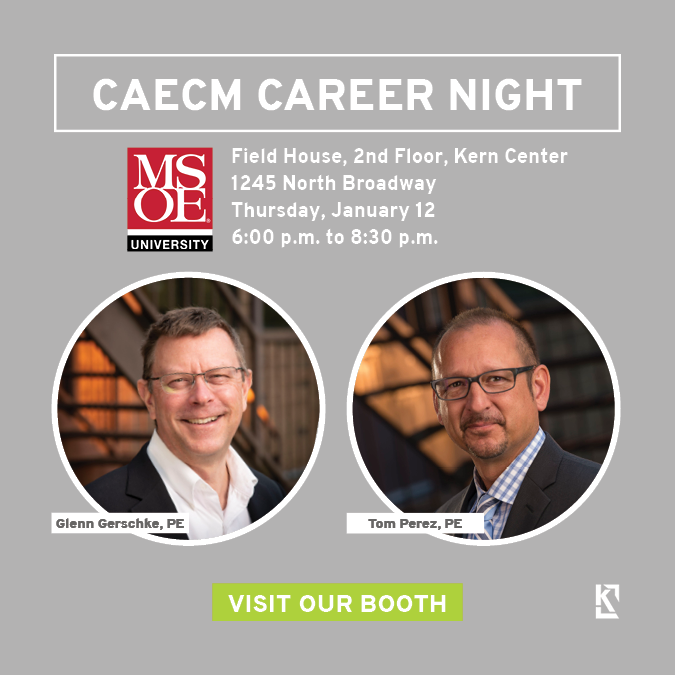 KapurInc's tweet photo. Come join us at MSOE for the Civil and Architectural Engineering and Construction Management Career Night this Thursday.
Stop by our booth to meet Glenn Gerschke, PE and Tom Perez, PE and learn more about our open positions. 
We are excited to connect with you. https://t.co/U8GZzm5Mbw