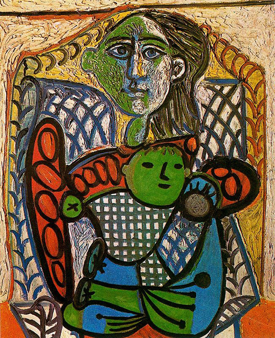 Claude in the arms of his mother, 1948 #pablopicasso #expressionism wikiart.org/en/pablo-picas…