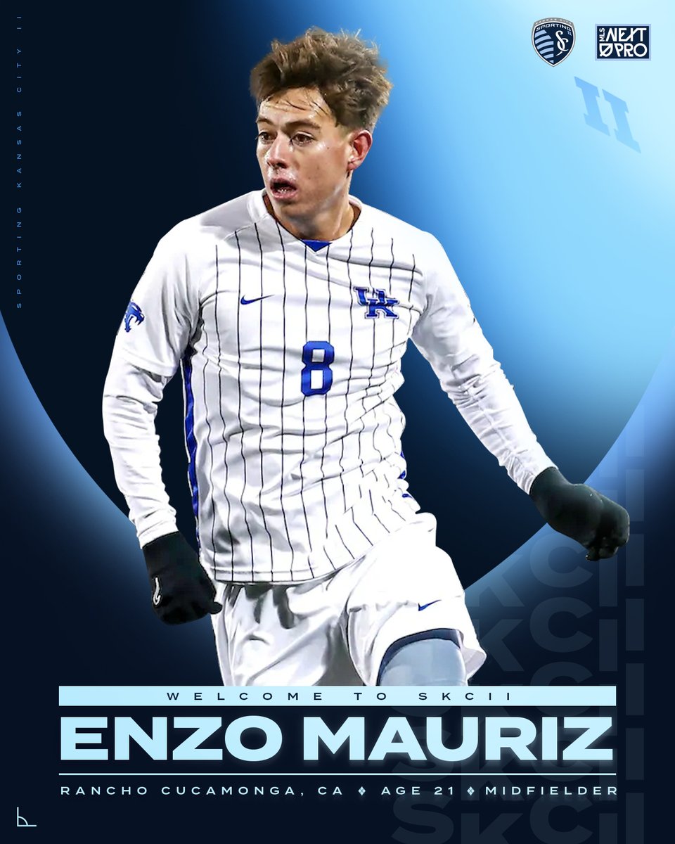 SportingKCII's tweet photo. 📰NEWS: Sporting KC II signs @SKCAcademy product and University of Kentucky standout Enzo Mauriz ahead of the 2023 MLS NEXT Pro season.

🔗https://t.co/247vcUEQNi https://t.co/5v1NEh18uF