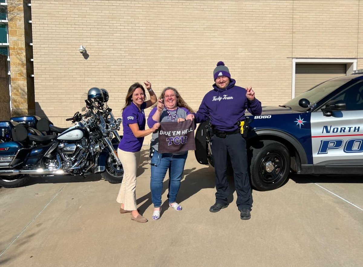 NRHPD's tweet photo. Good luck @TCUFootball from some of our TCU Alumni and all the men and women of NRHPD! ๐ธ๐ #TCUFootball #HypnoToad #TCUNation https://t.co/mc4QjqTDQT