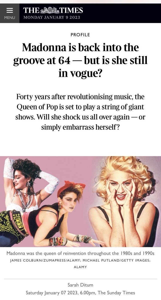 Hey @thetimes it’s 2023 please can we unsubscribe to the narrative that women pursuing their creative pursuits risk ‘embarrassing themselves’ presumably because of her age? The only thing that’s embarrassing is the notion that women have a used by date. #ChangetheRatio