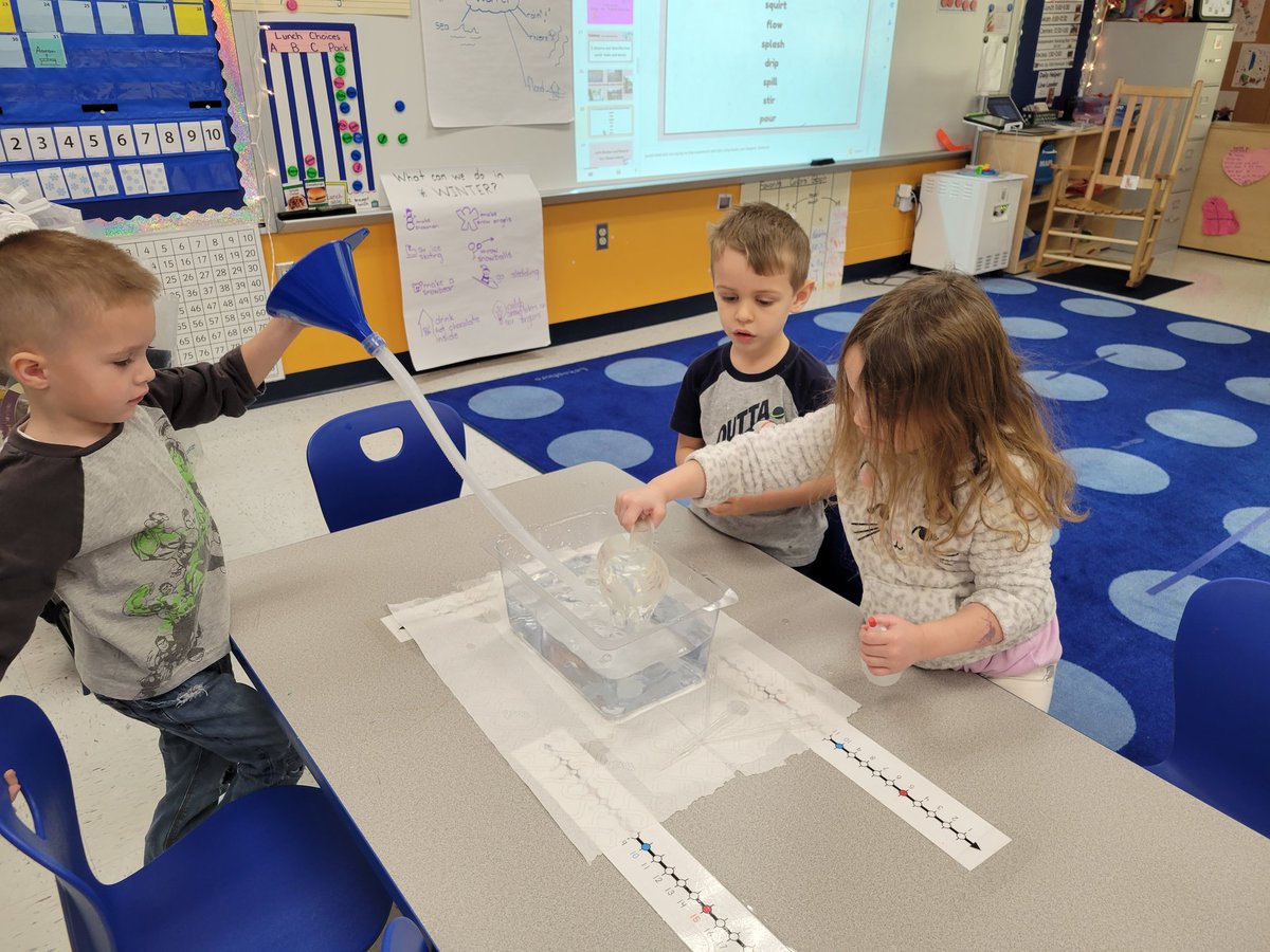 Fun intro to our water unit. Lots of quality communication, use of vocabulary, and great observations.  And YES water everywhere! #prek