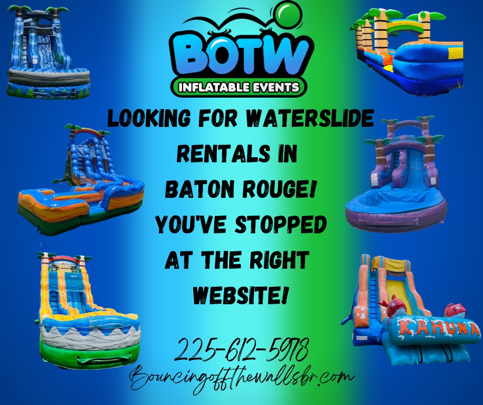 bouncing_br's tweet image. WaterSlide Rentals in Baton Rouge! Summer Party?? Its never too early to make a reservation.
#funjump #waterslide #bouncehouse #bouncingoffthewallsbr #BatonRougeLa #hot  #water