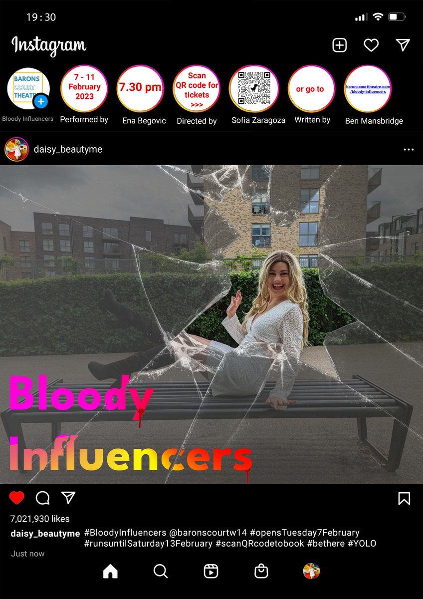 Get your tickets for 7th-11th Feb at @BaronsCourt_W14 
and see Bloody Influencers, a comedy with a dark twist baronscourttheatre.com/bloody-influen…
#bloodyinfluencers #BaronsCourtTheatre #LondonFringe #offwestend #londoncomedy