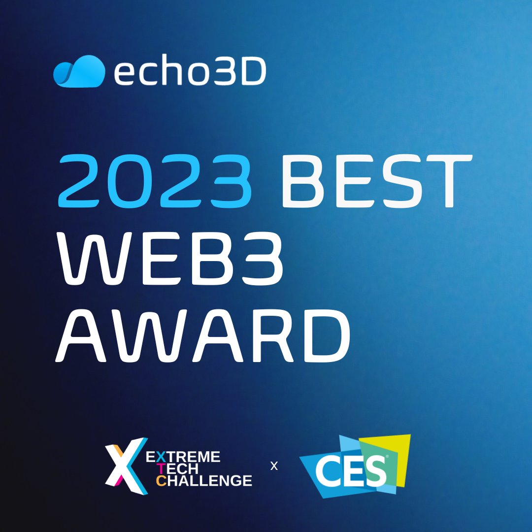 _echo3D_'s tweet photo. IT'S OFFICIAL! WE WON!!! 🥇
2023 Best Web3 Award Winner from Extreme Tech Challenge at CES 2023.
Thank you @ExTechChallenge & @CES for this award!
#thankyou #echo3d #web3 #3dassetmanagement #ces #ces2023 #extremetechchallenge
Read the full announcement:
https://t.co/VX84WCVOr1 https://t.co/R0Jyw9I3LP