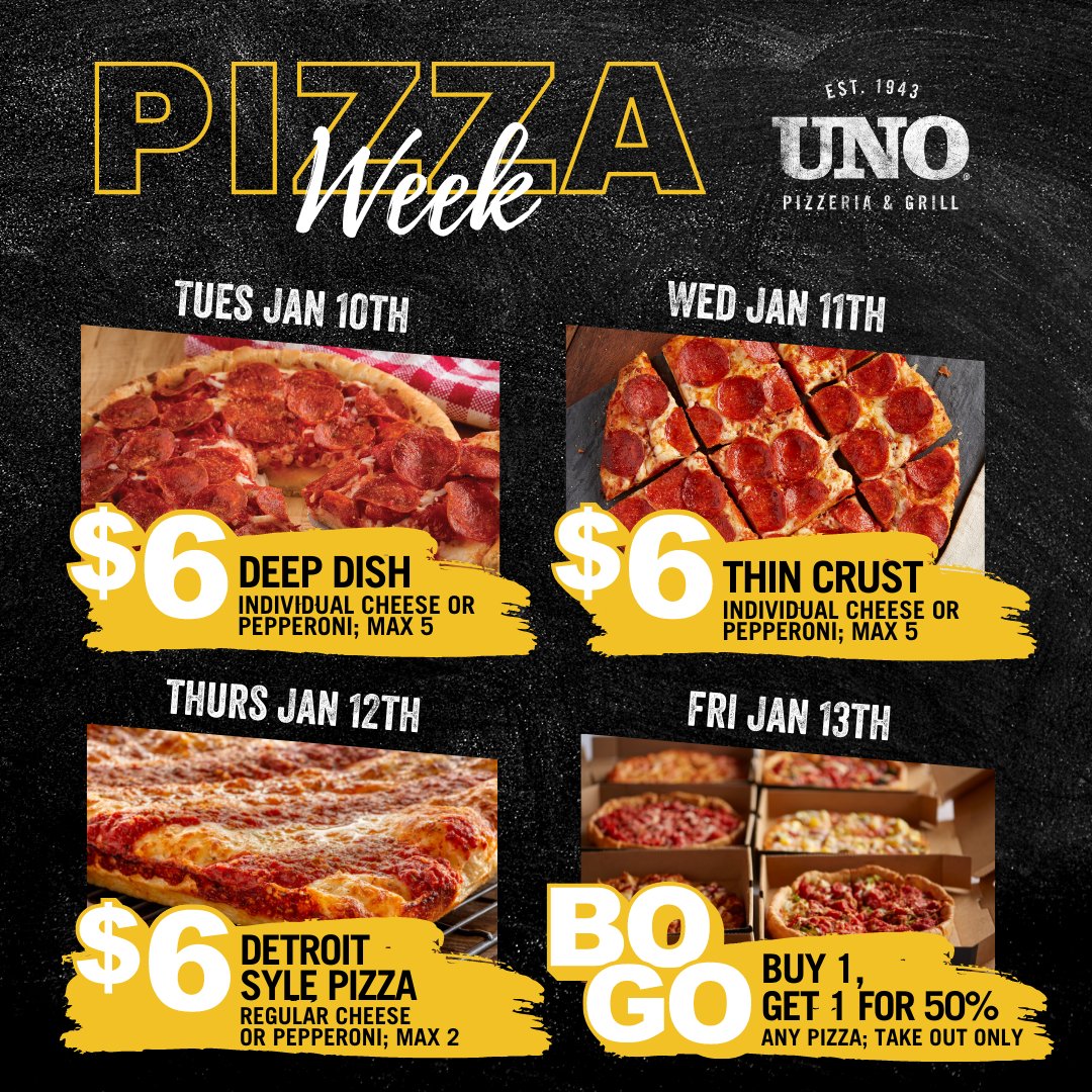 Uno Pizzeria & Grill on Twitter "Check out the hot deals we’re cooking