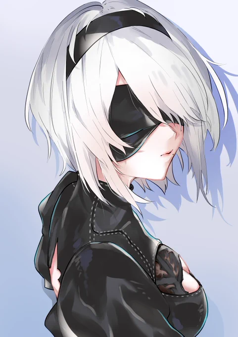 #2B #ニーアオートマタ #NieR 塗りの練習で2B描いた 