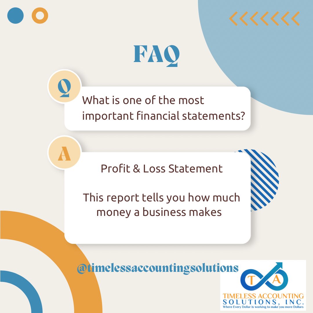 Timelessas's tweet photo. Question of the Week???🤓

Timeless Accounting Solutions provides tax preparation knowledge to businesses to understand their business financial performance ♾️ 
    
#timelessas#bookkeeping #accounting #taxpreparation #profitandloss #statements #financialstatements https://t.co/X7mUpTdV1M