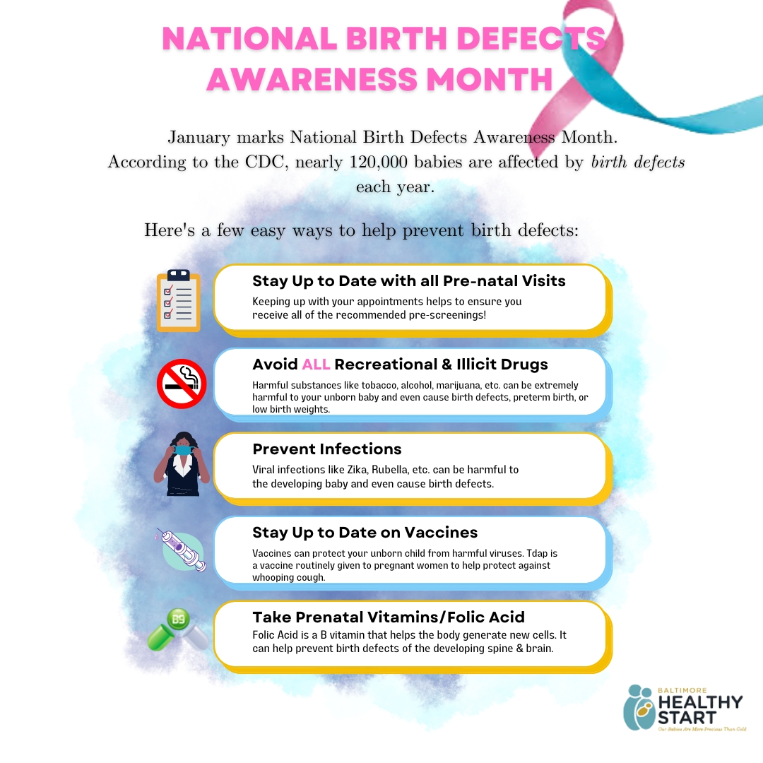 January is #nationalbirthdefectsawarenessmonth! Share this helpful guide with someone you know is pregnant/expecting to help prevent #birthdefects