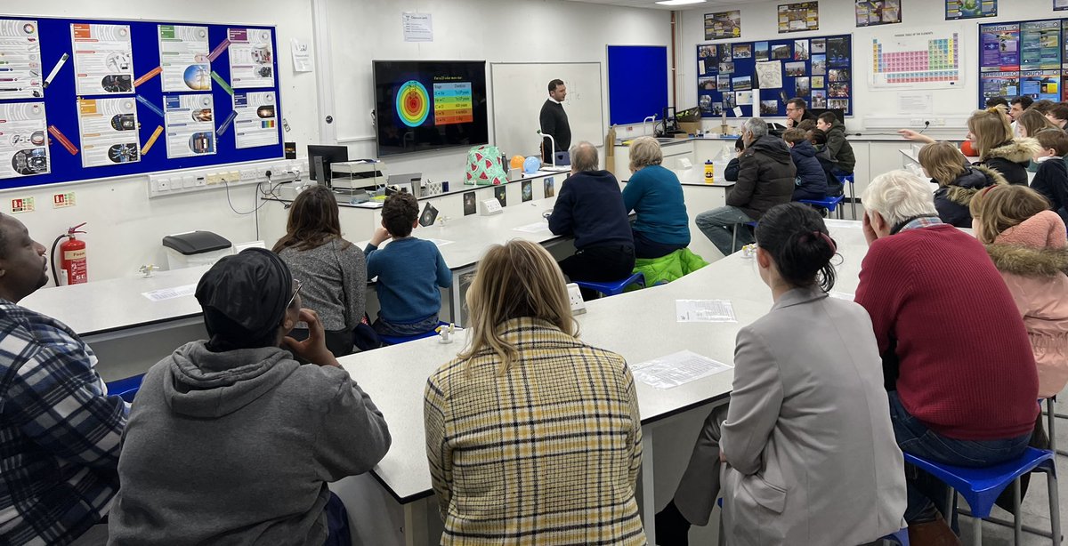 Although we couldn’t see the stars this evening, we were treated to a fantastic presentation from Mr Fong on pair instability supernovae. Fascinated pupils from Y2 to Y13, parents and grandparents! #inspiringsubjectpassion #nurturingpotential @PhysicsFong @Tranby_school