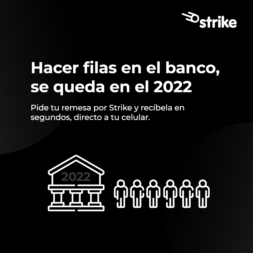 Ya lo pasado, pasadoooo  🎶

Sé parte del futuro y comienza a recibir tu remesa por Strike este 2023. 

Directo a tu celular y sin filas en el banco.
