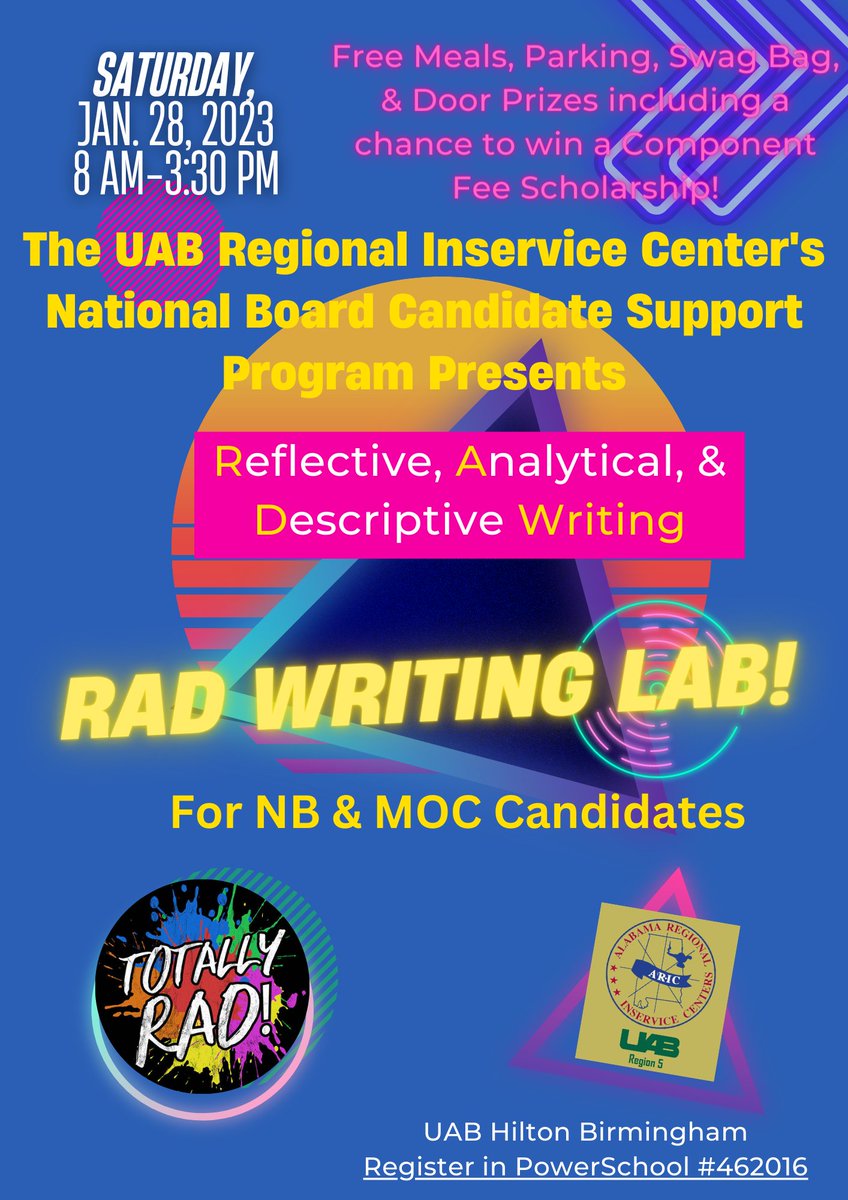 4professional1s's tweet photo. Do you want to learn how to write for your National Boards? The RAD Writing Lab is an excellent opportunity to learn how. Register in PowerSchool today. https://t.co/2cIIqsLcJK