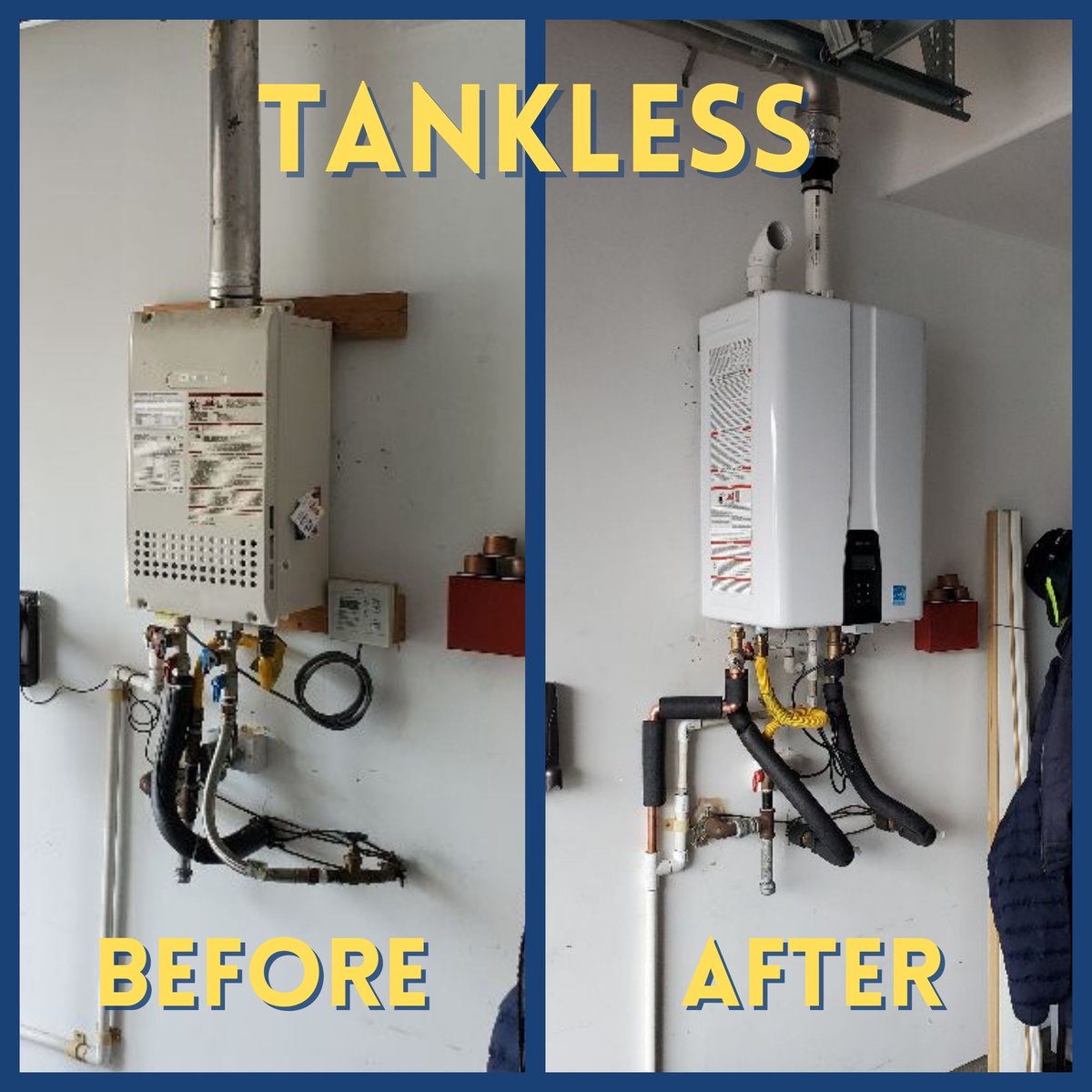 WaterHeaterOnly's tweet photo. Tankless water heater replacement over the weekend! Call or visit our site of options like this fancy you.
#waterheaterservice #tanklesswaterheater https://t.co/qLqNvC8vGu