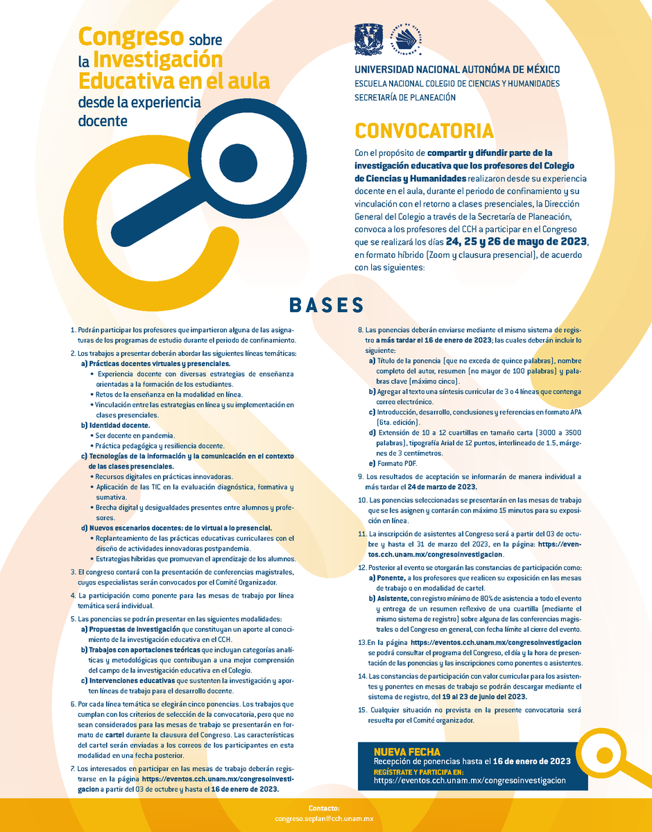 CCHOte_UNAM's tweet photo. Las y los  invitamos  al Congreso sobre la Investigación Educativa en el aula desde la experiencia docente, evento que se llevará a cabo  del 24 al 26 de mayo de 2023. 
Adjuntamos la convocatoria:  
https://t.co/yHTGyjM3vI https://t.co/GgFEbzziAy