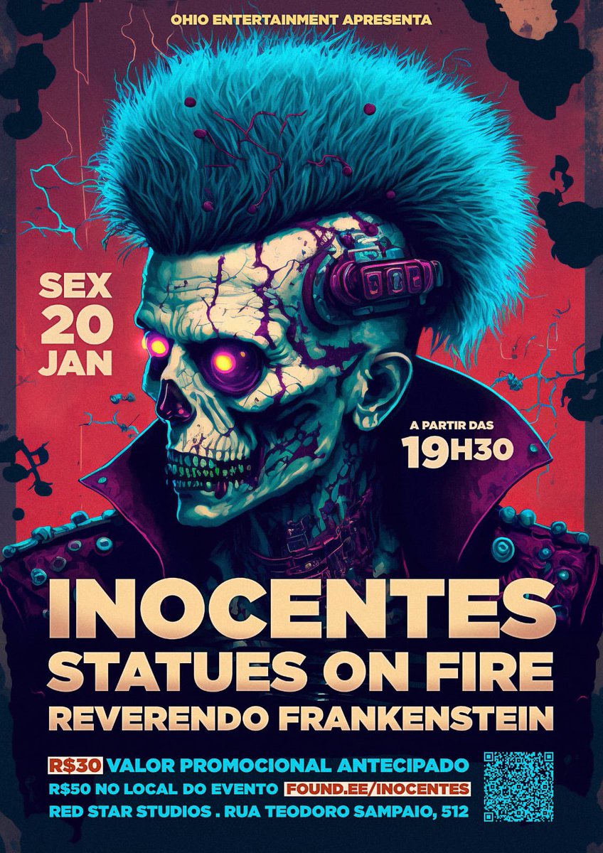 InocentesBanda's tweet photo. O primeiro do ano: 20 de janeiro em São Paulo no Red Star Studios. Ingressos antecipados à venda no Sympla!! 

#inocentes #statuesonfire #reverendofrankstein #sympla #redstarstudios #punkrock https://t.co/RRE22Gv8kF