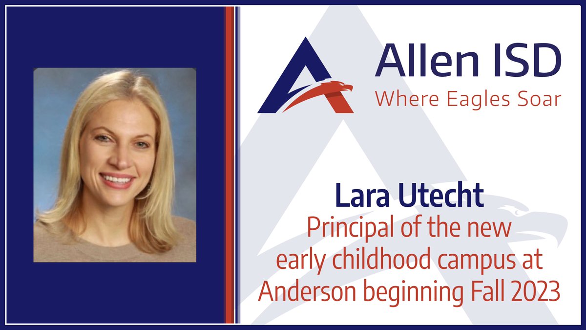 Lara Utecht has been selected as the Principal for the 2023-2024 at the new early childhood campus located at Anderson. She will finish this school year as the Rountree Principal. Read more at bit.ly/3Xkr2De

Congratulations, Lara!