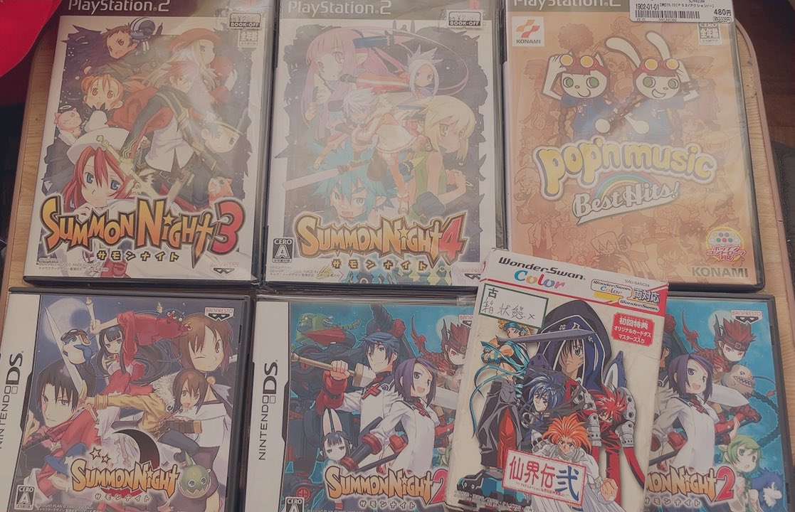 今回の富山旅で買ったやつたち〜〜〜ʕ•͡ω•ʔサモンナイト3とポップンは買い直し、うーんハッピーʕ•͡ω•ʔ 