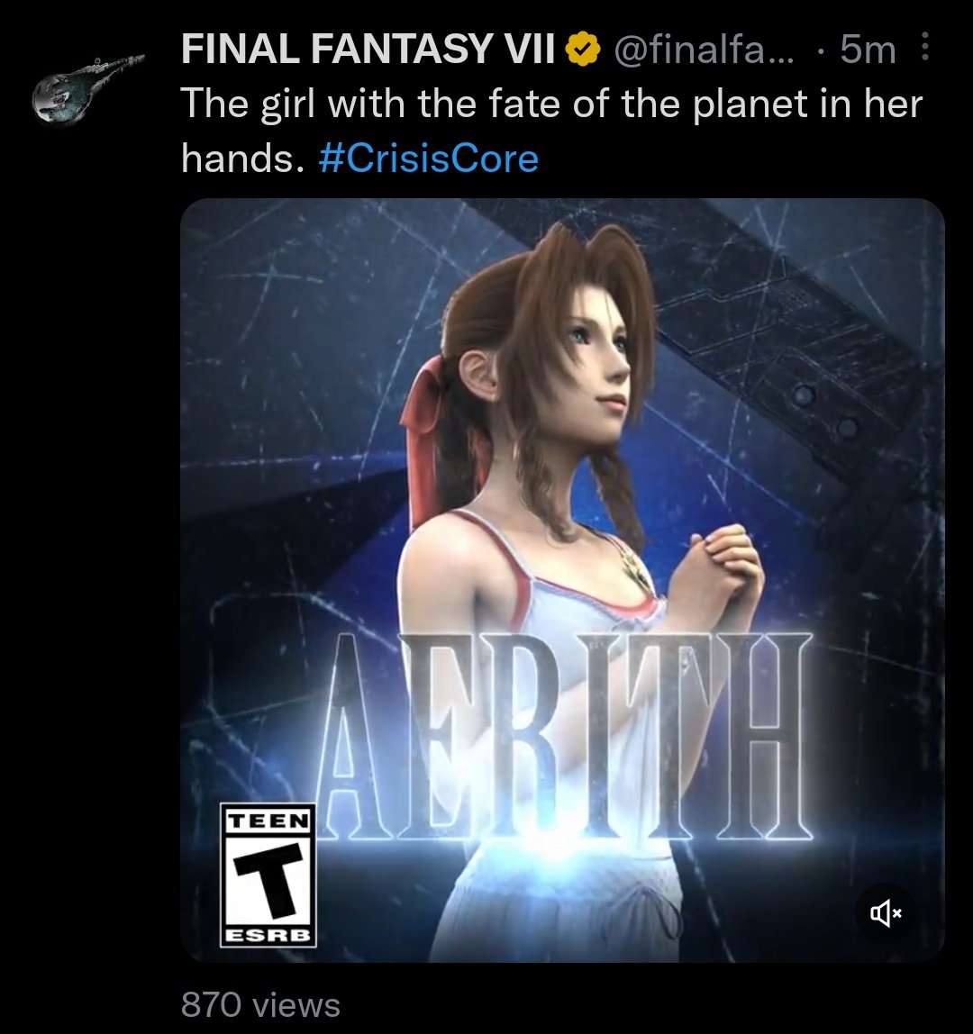 <a href="/finalfantasyvii/">FINAL FANTASY VII</a> Cloud and his precious, beautiful girlfriend Aerith always save the Planet. 

Main hero and heroine vibe! 👏🏻👏🏻