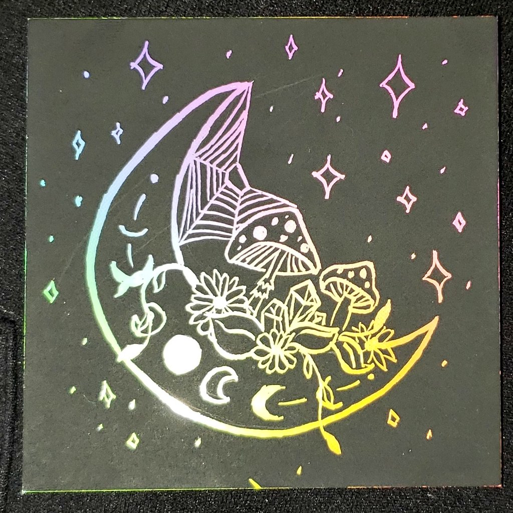 BirdDabble's tweet image. Etch Art 
Forest Moon
This type of art is so playful and fun
Just something simple and easy
#etch #etchart #scratchart #easyart