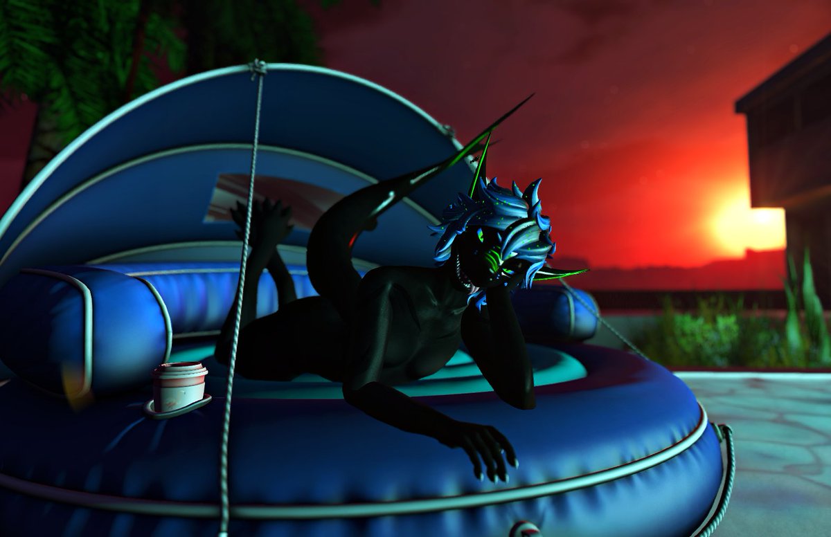 CoSennett's tweet photo. "It's already sunset, and you've abandoned me to the pool? How disappointing, and here I thought we could make some fun~"

How dare you leave the shark boi all by his lonesome, someone needs to fix that :3c https://t.co/nM85yX5zJq