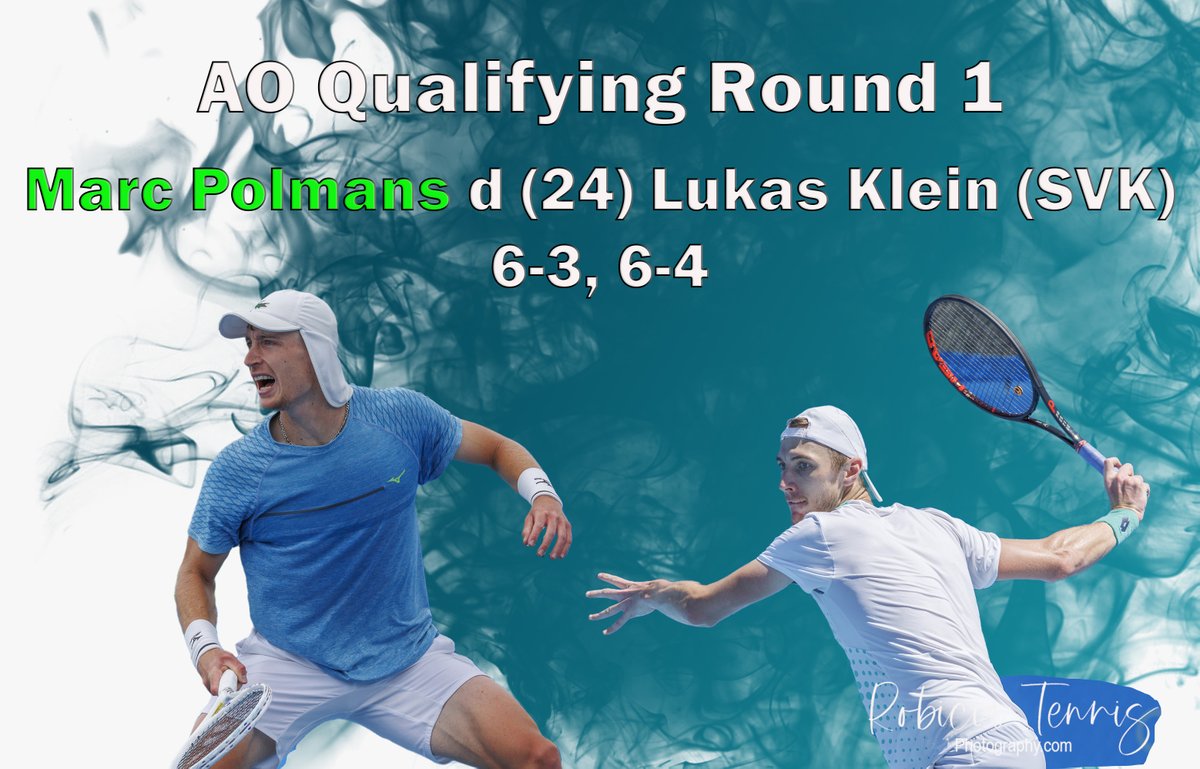 robiciatennis's tweet photo. Another step forward for Australia's Marc Polmans after his long injury layoff in 2022.
Polmans has defeated the no. 24 seed Lukas Klein from Slovakia in the opening round of the Australian Open qualifying.
The final score was 6-3, 6-4 after 1 hour 27 minutes.
#AlwaysDigging ⛏ https://t.co/GvnxiYaFig