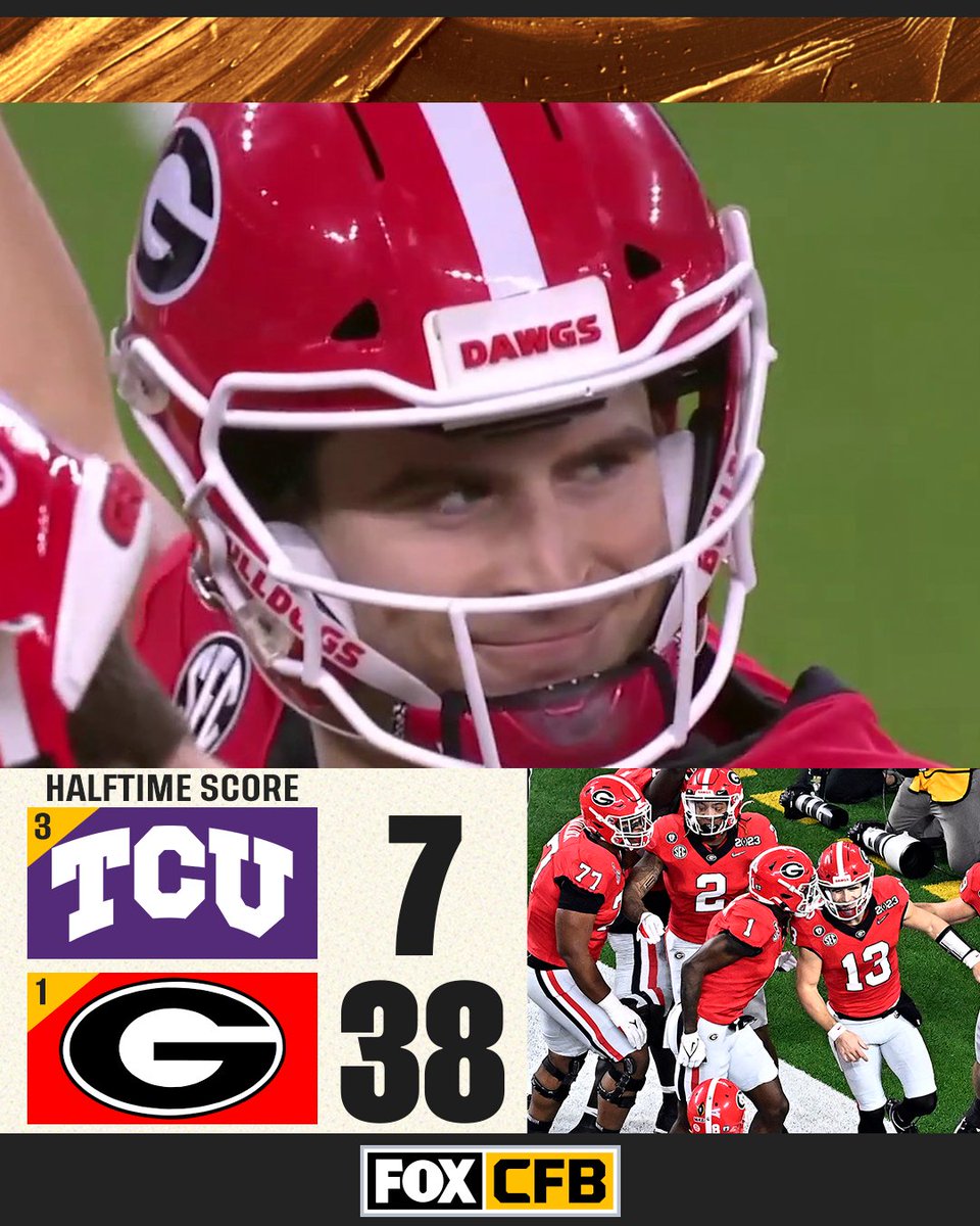 CFBONFOX's tweet image. What a DOMINANT first half by @GeorgiaFootball 😳