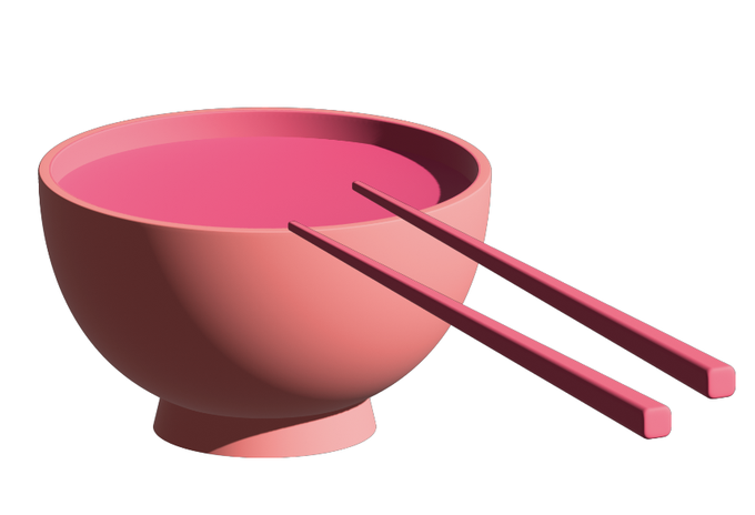 イラレの3D、先細り(テーパー)ができるようになったことで楽に箸が作れます お碗は回転体ですが 