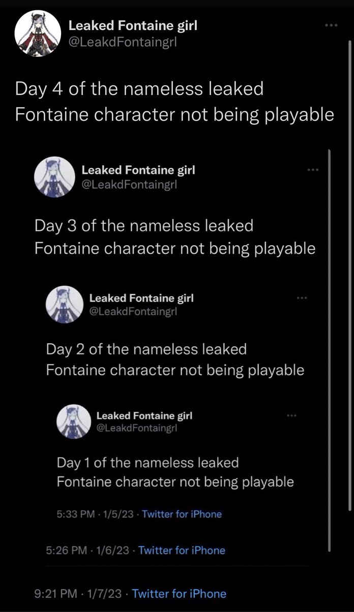 Leaked Fontaine girl on Twitter: "Day 5 of the nameless leaked Fontaine