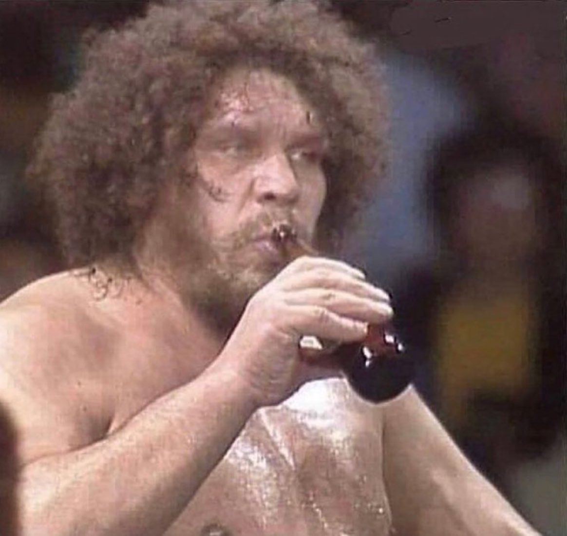 Super70sSports's tweet photo. I’m not saying Andre the Giant was a legendary badass but sometimes he’d just pull out a beer and drink it during the fucking match. https://t.co/v0G4YupwCz