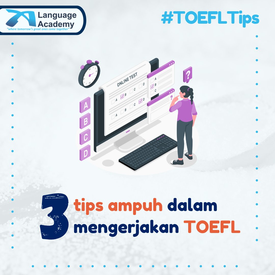 LAofficial_twt's tweet photo. Yang lagi panik karena mau test TOEFL, yuk cobain tips-tips TOEFL berikut ini!!

#TipsByLA #TOEFLTips https://t.co/H3NhbzpZyL