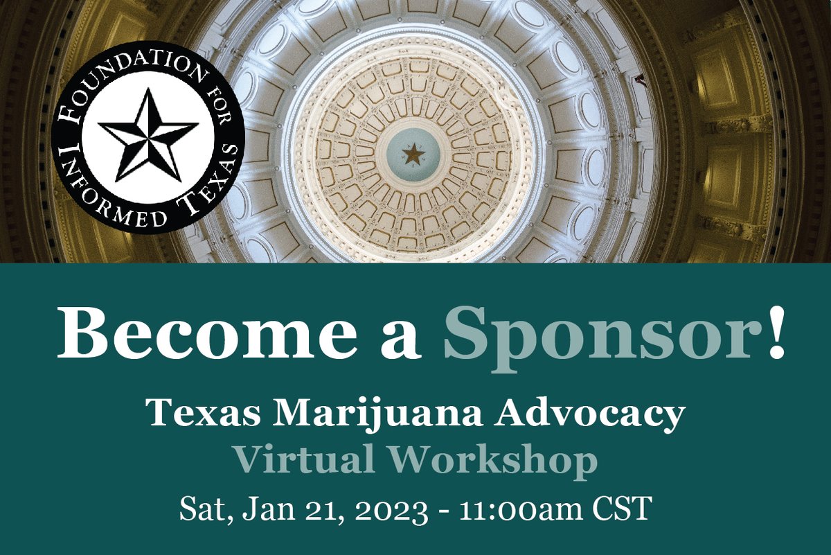 InformedTX's tweet photo. Sponsorships for #TXMJWorkshop enable us to offer free registration &amp; empower #InformedTX to offer our educational content to legislators &amp; their staff for free. After airing, it will be available for on-demand replay, meaning continued exposure.

Sponsor: https://t.co/wRpUJGZlpX https://t.co/k20TQbKVJy
