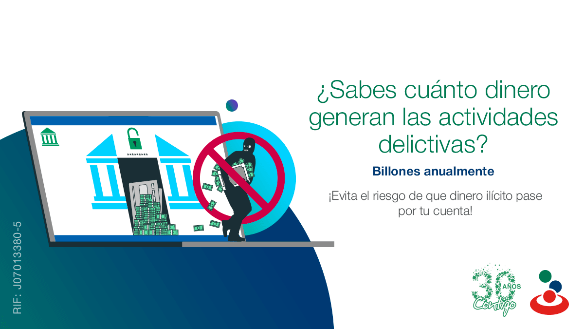 Banesco's tweet photo. ¡Protege tus instrumentos financieros! 

🔎 No prestes tu cuenta bancaria para movilizar fondos de origen o destino desconocido ¡Evita la legitimación de capitales!

#BanescoContigo #PCLCLFTFPADM https://t.co/n1A1uzBeox