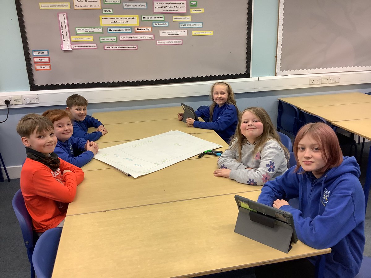 A productive meeting with P3-7 pupils and Mrs Sneddon (camera shy), regarding our playground. The pupils would like to trial some ideas which could allow children to socialise with friends across the school and experience more sporting activities. #watchthisspace #pupilleadership