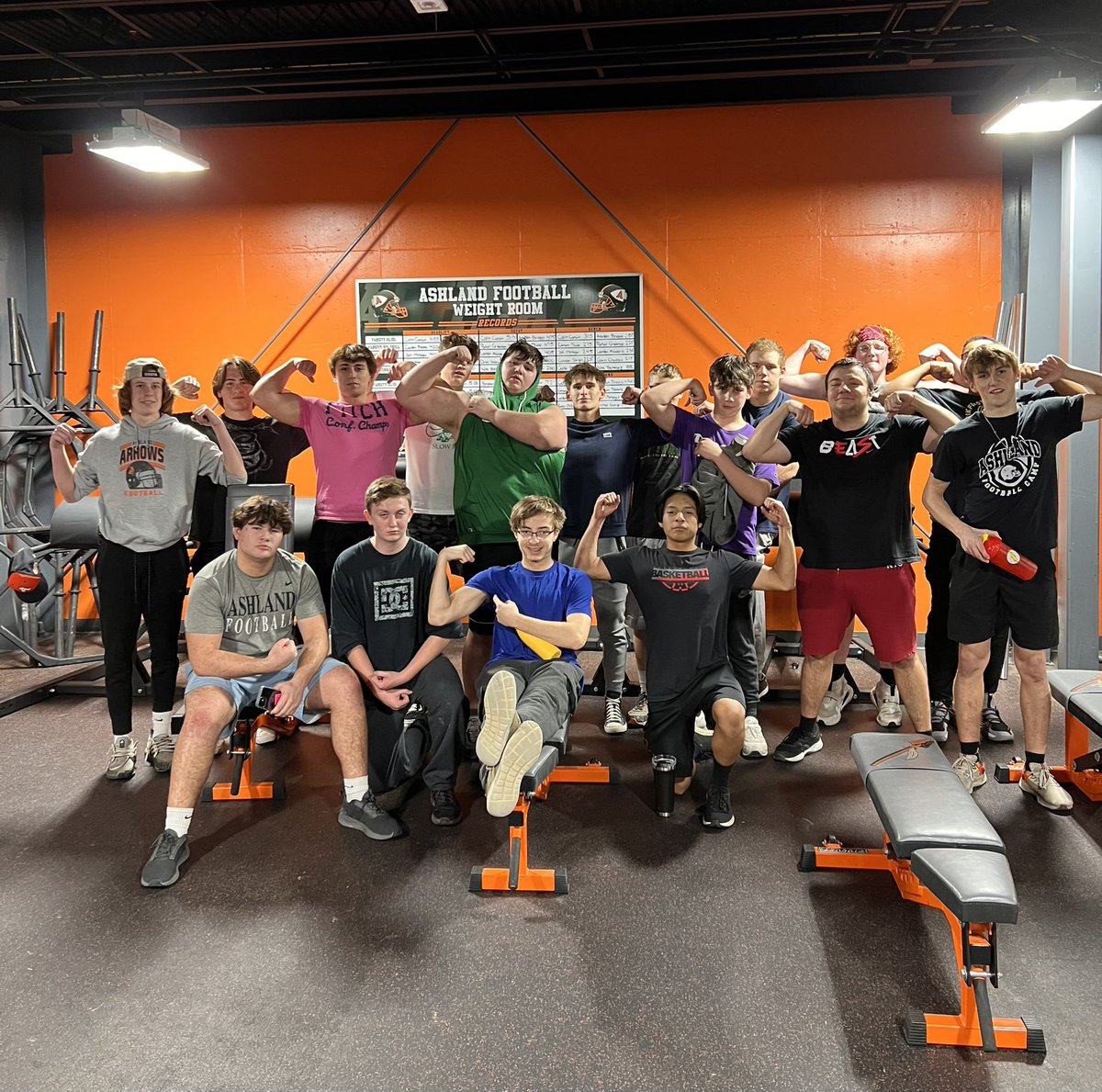 Great day for Arrow football to get better!  Hard work by these guys will be paying off in the fall…
Spread the word.  You can find us at the field house gym M/Tu/Th/F from 3-4:15p.  Go Arrows!  🏹🏈
<a href="/Ashland_Arrows/">Ashland High School</a> <a href="/Arrow_Football_/">Ashland Arrow Football</a> <a href="/pride_arrow/">ArrowPride</a> <a href="/ArrowsAD/">Jason Goings</a>