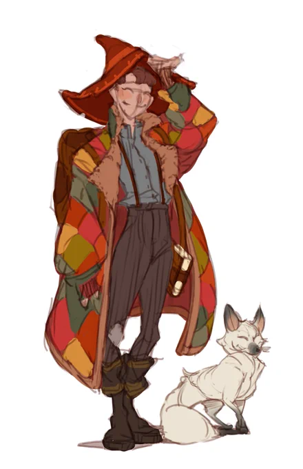Helping out my fiancé design his character for our upcoming game and here is the early design! His name is Bertie  