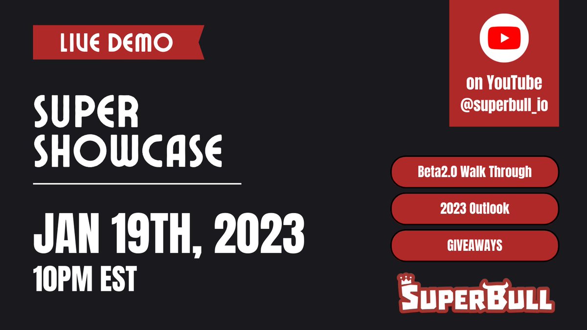 ANNOUNCING the *Super Showcase*

A live keynote event if you will. In which our Beta2 App will finally be shown to the world 🙌 Trust me. Allocate just an hour of your time, YOU WON'T REGRET IT.

👇